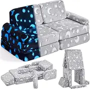 IFNOW Modular Kids Play Couch,Toddler Couch Kids Sofa,Child Sectional Sofa,Bedroom and Playroom Furniture for Toddlers,Convertible Foam and Floor Cushion for Boys and Girls,Glow in The Dark,Star