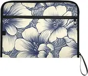 YMXFXP Expandable Filing Folder White Line Flower, 13-Pocket Funny Cute Design with Sticky Labels, A4 Letter Size Document Organizer for Office, School, Boys, Girls