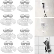 Suction Cup Toothbrush Holder for Mirror, 8 PCS Electric Toothbrush Hanger Wall Mounted for Bathroom, Waterproof Multifunctional Hook Towel, Key and Razor Transparent