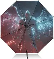 [PDZRMY] Archangel Wings Blue UV Protection Travel Umbrella Compact for Rain and Sun - Auto Open and Close UPF 50+ Windproof Portable 46” Sun Umbrella for Women and Men