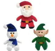 Plush Singing Christmas Characters - Set of 3: Santa, Snowmen, and Elf