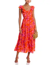 Aqua Leaf Ruffle Dress - Exclusive