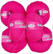 M.G ENTERPRISE 100% Acrylic Wool Magenta (8 pc) Baby Wool 4 ply Wool Ball Hand Knitting Wool/Art Craft Soft Fingering Crochet Hook Yarn, Needle Knitting Yarn Thread Dyed