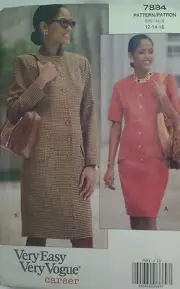 Vogue Career Dress 7884 sewing pattern Size 12-16 New