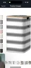 BALEINE Laundry Hamper with lid & Bamboo Pull Handles (18 Gal/70L, Grey Stripe)