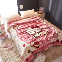 在飛比找蝦皮購物優惠-Hello Kitty珊瑚絨毯子兒童單人雙人床單被子法蘭絨毛