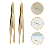 2 Pcs Eyebrow Clamping Tweezers Travel Eyelash for Women