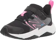 [New Balance] girls Rave V2 Hook and Loop Running Shoe, Black/Vibrant Pink, 5.5 Toddler US