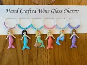"MERMAIDS" SET OF 6 HAND CRAFTED WINE GLASS CHARMS