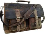 [cuero] Retro Brown Laptop Messenger Bag Office Briefcase Crossbody Travel Bag For Men And Women Bag Office Laptop Bag