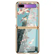 Z Flip Funda Case for Samsung Galaxy Z Flip Tempered Glass Shell Plum Blossom Bird Coque Phone Case Cover Z Flip Capa