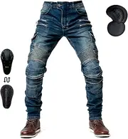[oFzimTo] Motorcycle Jeans for Men, Drop-Resistant Jeans with Straight Leg and 4 Types of Protective Equipment, Motorcycle Trousers for Motorcycle Racers