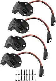 Happyyami 4Sets Sae Mount Power Connector with Cap Durable Solar Panel Flush Connector Includes Mounting Screws for Easy Installation for Solar Generators