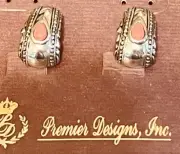 Premier Designs Silver Tone Coral Teardrop Omega Back Earrings