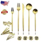 Luxury Gold Flatware Set for 4 - 20-Piece Stainless Steel Silverware Ensemble