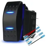 Waterproof Rocker Switch Toggle On-Off-On 12V/20A 24V/10A 7Pin DPDT Blue LED...