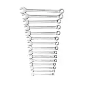 STEELMAN PRO Wrench Sets 15-Pieces Metric Point Hand Tool Combination Chrome