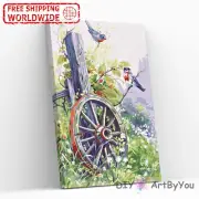 Paint By Numbers Kit Birds Wheel Abstract Draw Decor Acrylic Canvas Framed Brush