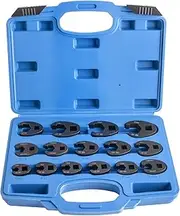 Amerbm Crowfoot Wrench Set Metric Crows Foot Wrench Sizes 8mm-24mm 15-Piece Flare Nut Wrench Set Tool Kit or 3/8in and 1/2in Drive Ratchet Cr-Mo Steel