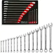 15-Piece SAE Combination Wrench Set, Chrome Vanadium Steel, Precision 12-Point B