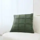 New 50cm Grid Cushion Cover Plain Solid Color 100% Cotton Cushion Cover - Forest