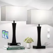 Bedside Lamps for Night Stands - 3 Way Dimmable Table Lamp A. Grey&amp;Black