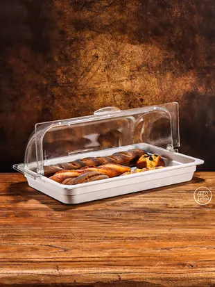 自助餐水果試吃點心託盤保鮮盒蓋防塵罩大號單翻蓋透明食品盒 (5折)
