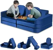 Playpals 12PCS Modular Kids Play Couch, Kids Sofa Set for Inspiring Child Creativity, Versatile Sectional Sofa for Nursery Playroom Bedroom Living Room, DIY Creativing Playroom Furniture, Blue
