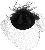 [MOBUTOFU] Hat Mesh Headband s Flapper Headbands s Headband for Women s Retro Head Church Hats for Women Wedding Headband Tea Party Hat Hair Clip Black Hat Yellow Plastic