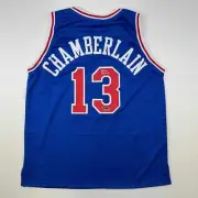 Facsimile Autographed Wilt Chamberlain Philadelphia Blue Reprint Auto Jersey XL