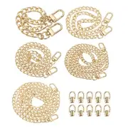 Flat Purse Chain 5 Pack Gold Purse Strap Handbag Chains with D-Rings, 5 Size