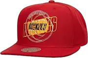 Mitchell & Ness Houston Rockets NBA Double Up HWC Snapback Hat Cap, Red, Red, One Size