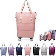 [XQUKEI] Kulken Travel Bag with Wheels, 2025 New Large Capacity Travel Bag - Universal Wheel Removable, Wheel-Equipped, Pink, Universal Wheel Removable