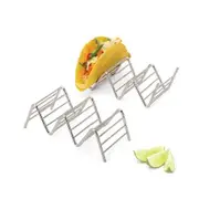 Set of 2 High Quality Stainless Steel Stackable Taco Holders, Each Rack Holds 2 or 3 Hard or Soft Tacos