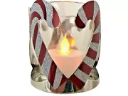 Yankee Candle ~CANDY CANE 2 Piece VT/TL Candle Holder + Bonus LED Tealight!!