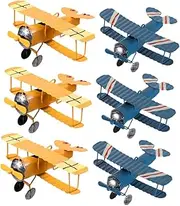 Operitacx 6pcs Retro Iron Airplane Models Vintage Biplane Decor for Playroom Classroom Party Centerpieces Hanging Ceiling Decoration Unique Idea