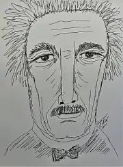 6x8" original drawing Albert EINSTEIN FAMOUS PEOPLE by Lynne Kohler