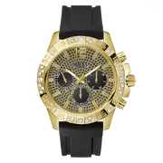 GUESS Men's Black Gold Tone Multi-function Watch GW0909G2