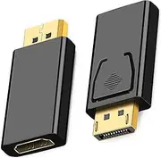 tunghey 2Pack Displayport to HDMI Adapter, 4K 24K Gold Plated Displayport DP to HDMI Female Converter, Uni-Directional Display Port to HDMI Converter