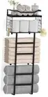 Towel Racks for Bathroom Black, 34IN Rolled Towel Holder, Towel Rack Wall