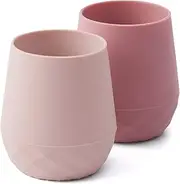 SAMiGO Silicone Baby Cups for 6-12 Months Infants - Tiny Open Cups - Training Cups for Baby Led Weaning - Set of 2 Drinking Cups