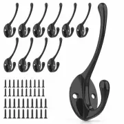 Coat Hooks Hanger Wall Mount Mounted for Coats on Metal Black with