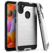 For Samsung A11 SM-A115M S115DL Metalic Hybrid Case Phone Cover - Silver