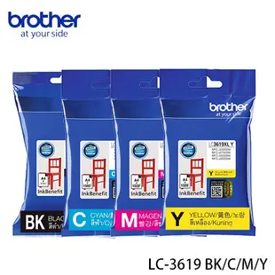 brother LC-3619XL BK、C、M、Y 原廠墨水匣 列印張數:黑2400頁 彩色1200頁