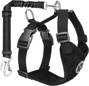 Dog Car Harness with Seat Belts, 2 in 1 Safety Adjustable Dog Seat Belts for Car