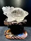 2.79LB Natural Copper hair quartz handmade dragon turtle decor gift+stand