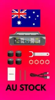 Solar Wireless TPMS Car Tire Tyre Pressure Monitor System Monitoring + 4 Sensors