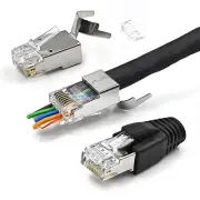 10 Pack Cat7 Cat6A Pass Through Shielded RJ45 Connector Modular Network 50μ
