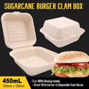 Sugarcane Burger Clam Boxes Takeaway Disposable Containers Snack Tray Plate