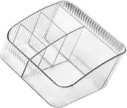 WATIIFUFU Clear Skincare Organizer Box Multi Functional Makeup Storage for Vanity Lightweight Compartment Design Pet Material for Bathroom and Dresser Use